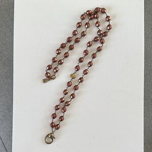 Waxing Poetic 28in Copper Colored Fired Glass Beaded Necklace with Brass Clasps